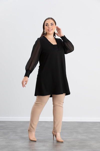 Tunica marime mare cu maneci din sifon