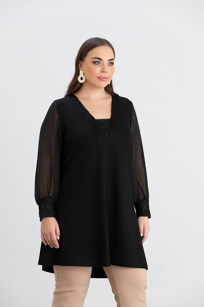 Tunica marime mare cu maneci din sifon