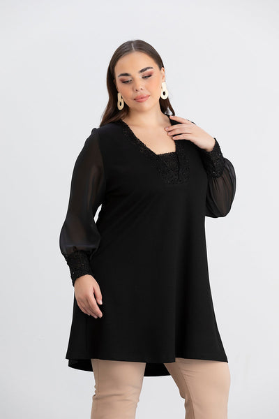 Tunica marime mare cu maneci din sifon