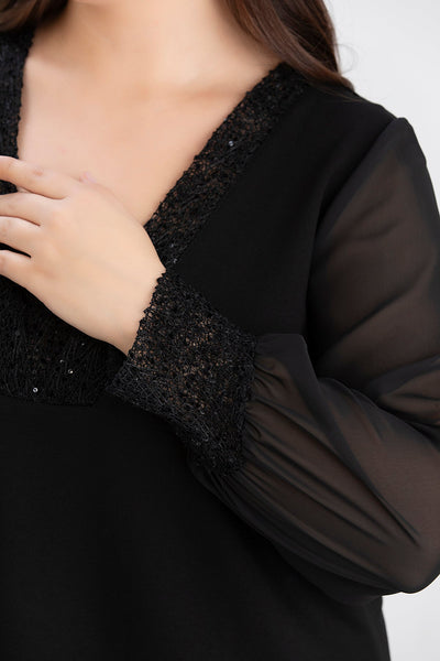 Tunica marime mare cu maneci din sifon