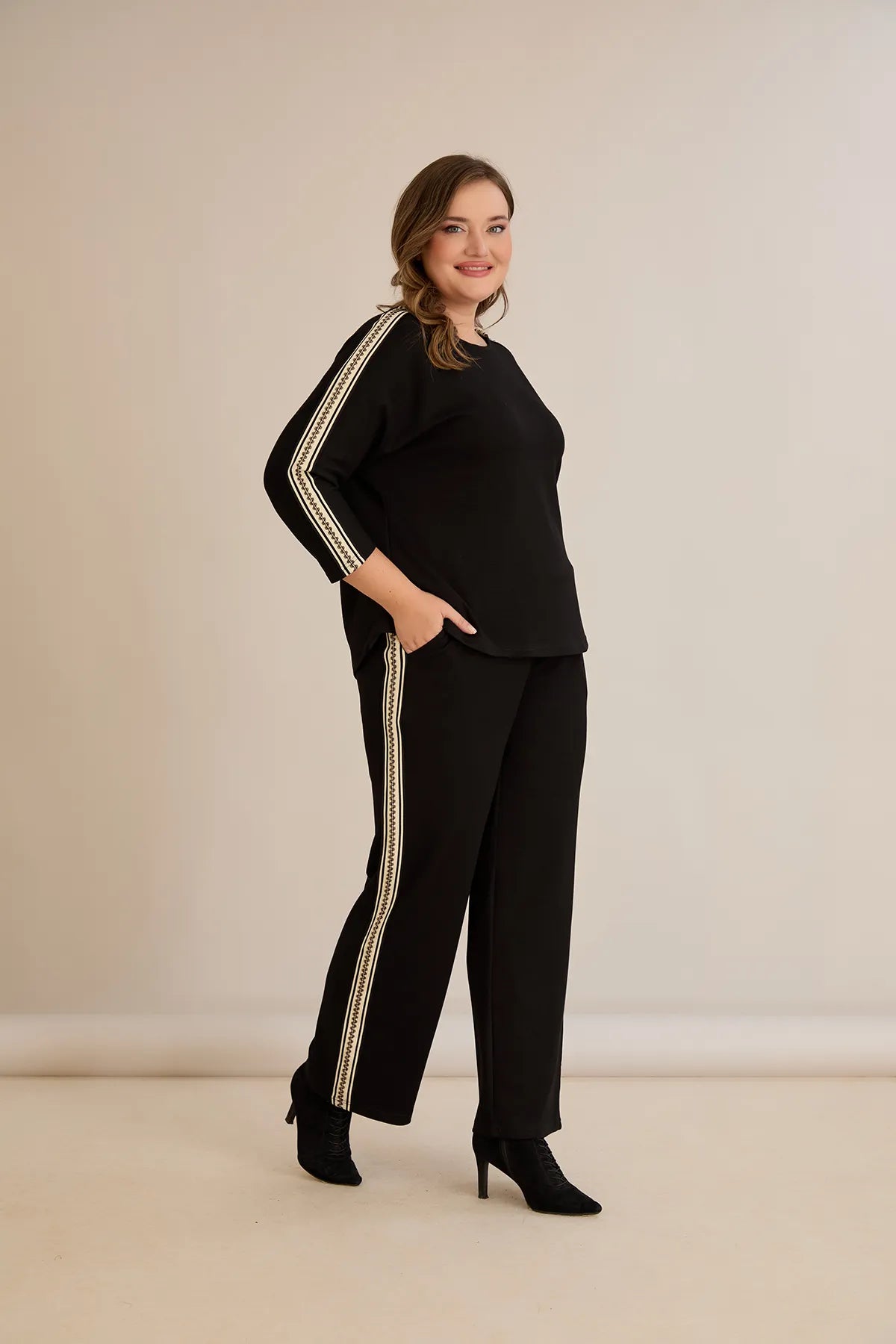 Trening mărime mare cu bandă luxoasă – negru
