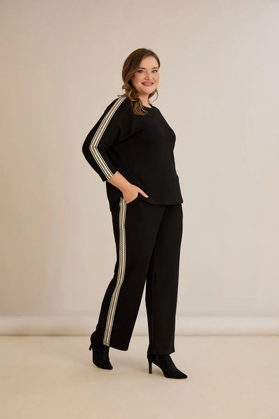 Trening mărime mare cu bandă luxoasă – negru