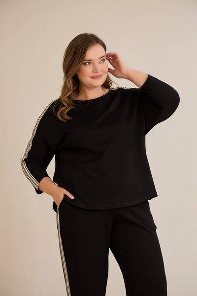 Trening mărime mare cu bandă luxoasă – negru