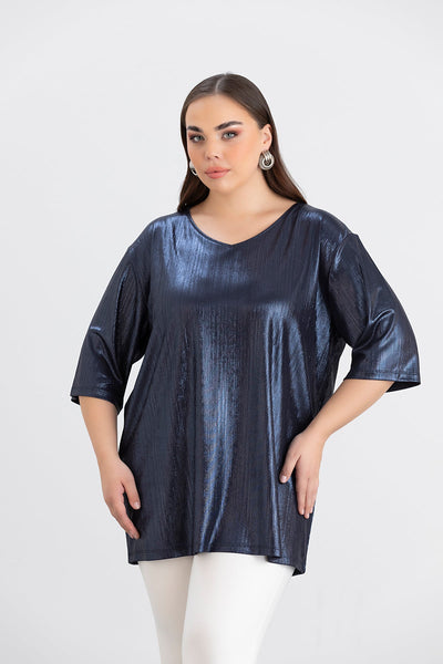 Bluza festiva marime mare pe albastru