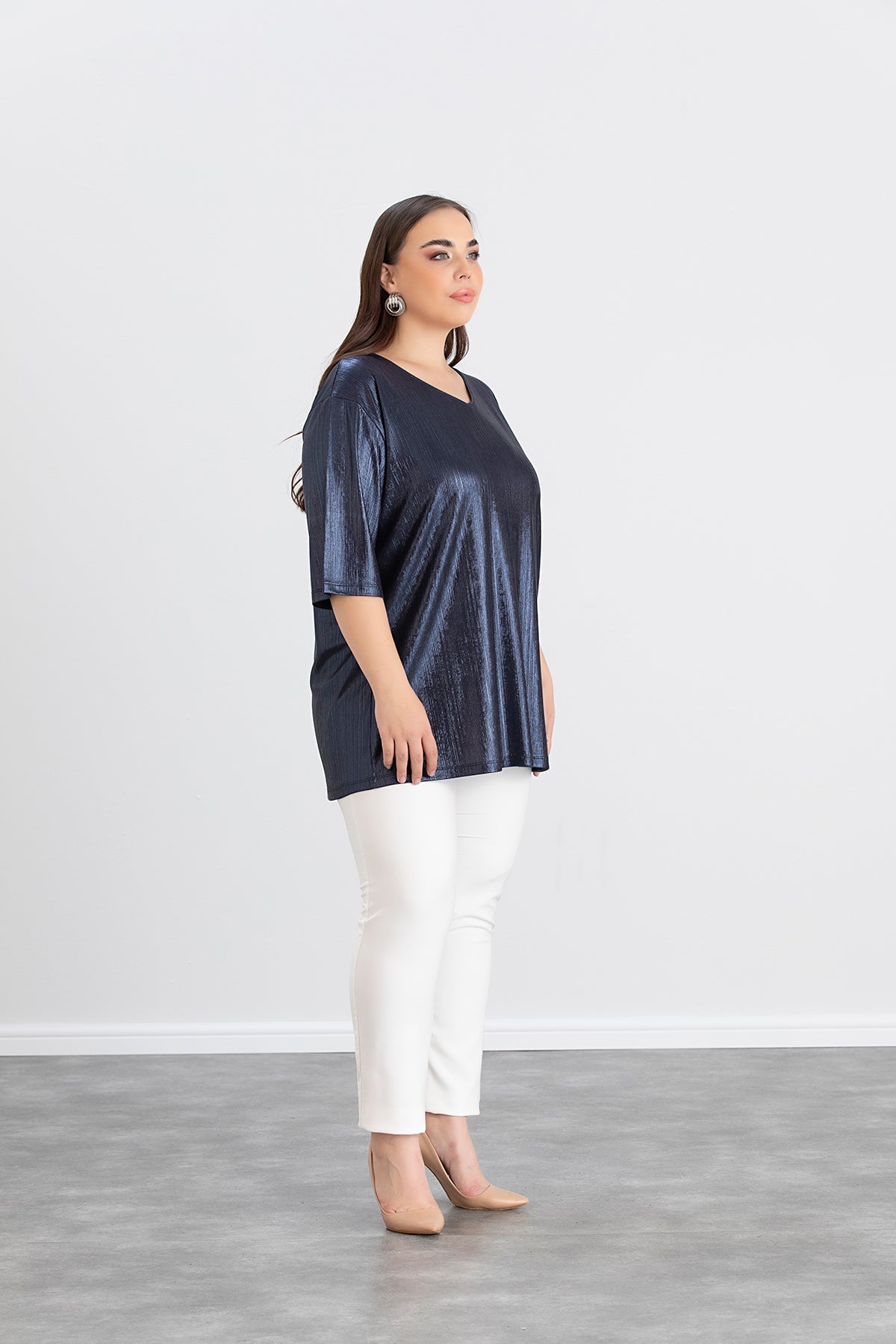 Bluza festiva marime mare pe albastru