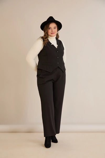 Pantalon elegant mărime mare cu dungi discrete