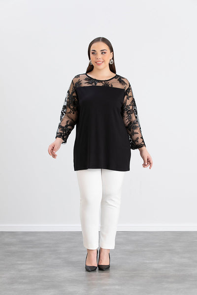Bluza festiva marime mare din viscoza cu dantela luxoasa