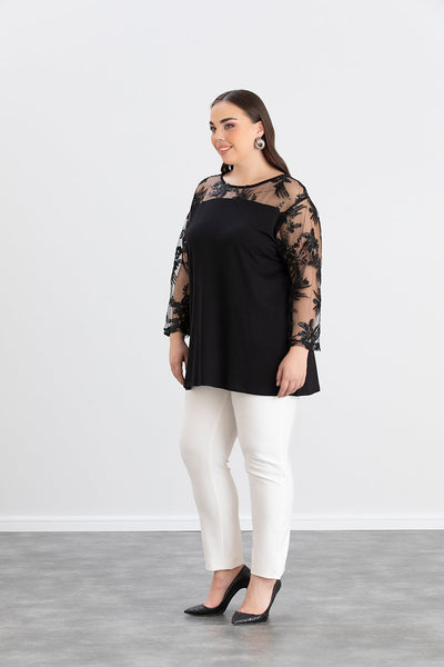 Bluza festiva marime mare din viscoza cu dantela luxoasa