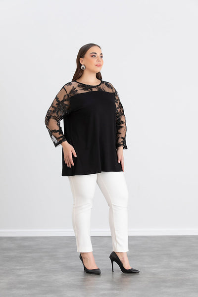 Bluza festiva marime mare din viscoza cu dantela luxoasa
