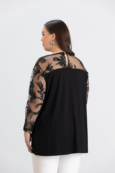Bluza festiva marime mare din viscoza cu dantela luxoasa