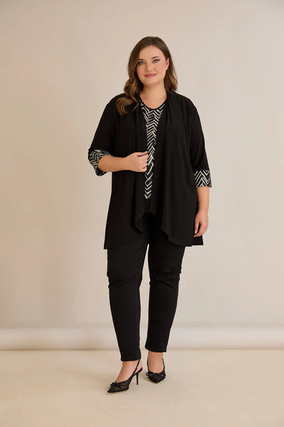Set mărime mare din 2 piese bluză și jachetă – multicolor