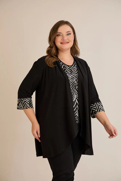 Set mărime mare din 2 piese bluză și jachetă – multicolor