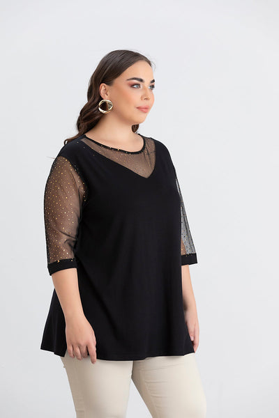 Bluza eleganta marime mare cu tul stralucitor