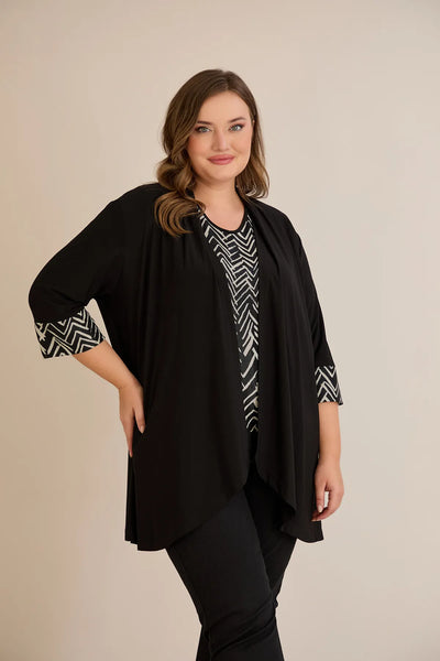 Set mărime mare din 2 piese bluză și jachetă – multicolor