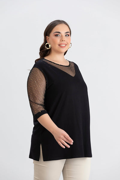 Bluza eleganta marime mare cu tul stralucitor