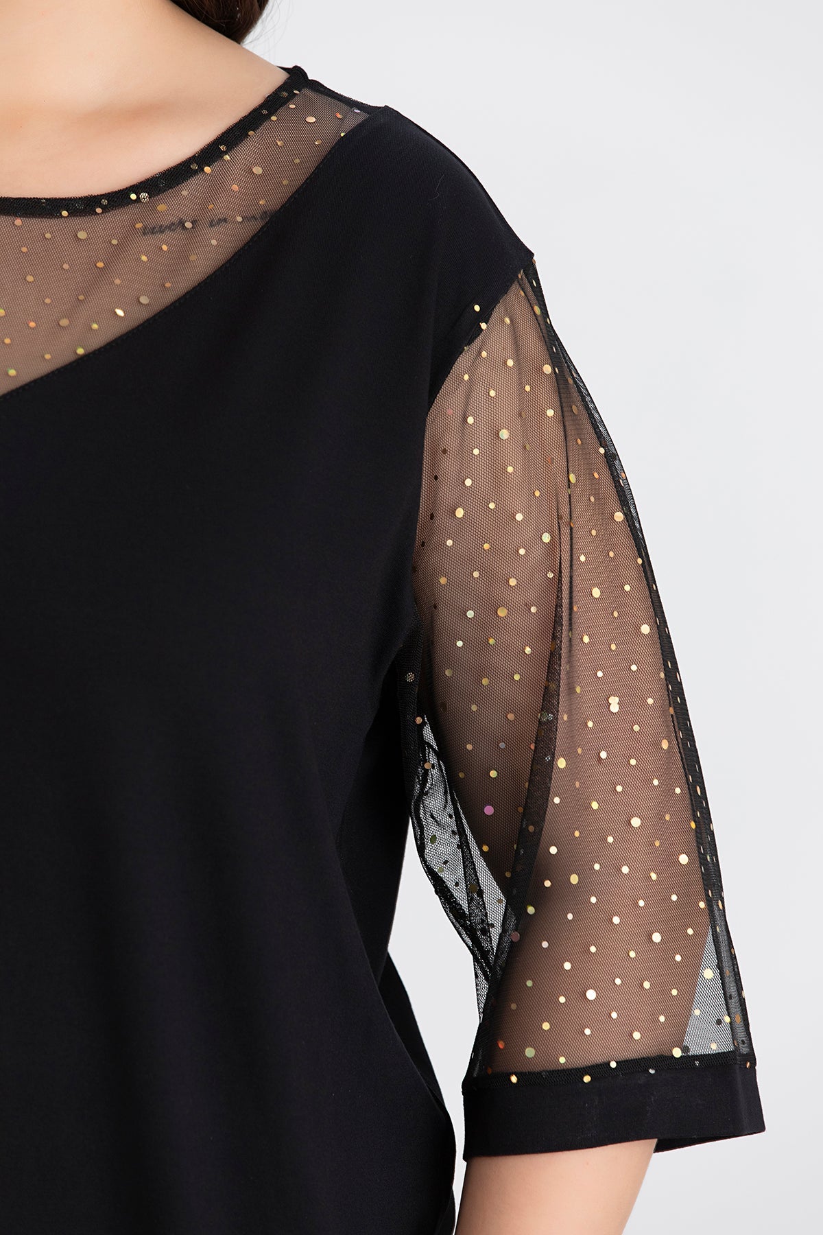 Bluza eleganta marime mare cu tul stralucitor