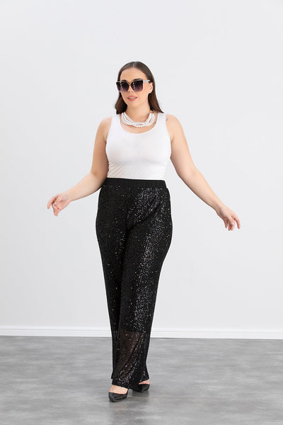 Pantalon marime mare din paiete