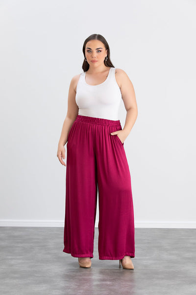 Compleu marime mare din satin - ciclamen