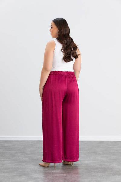 Compleu marime mare din satin - ciclamen