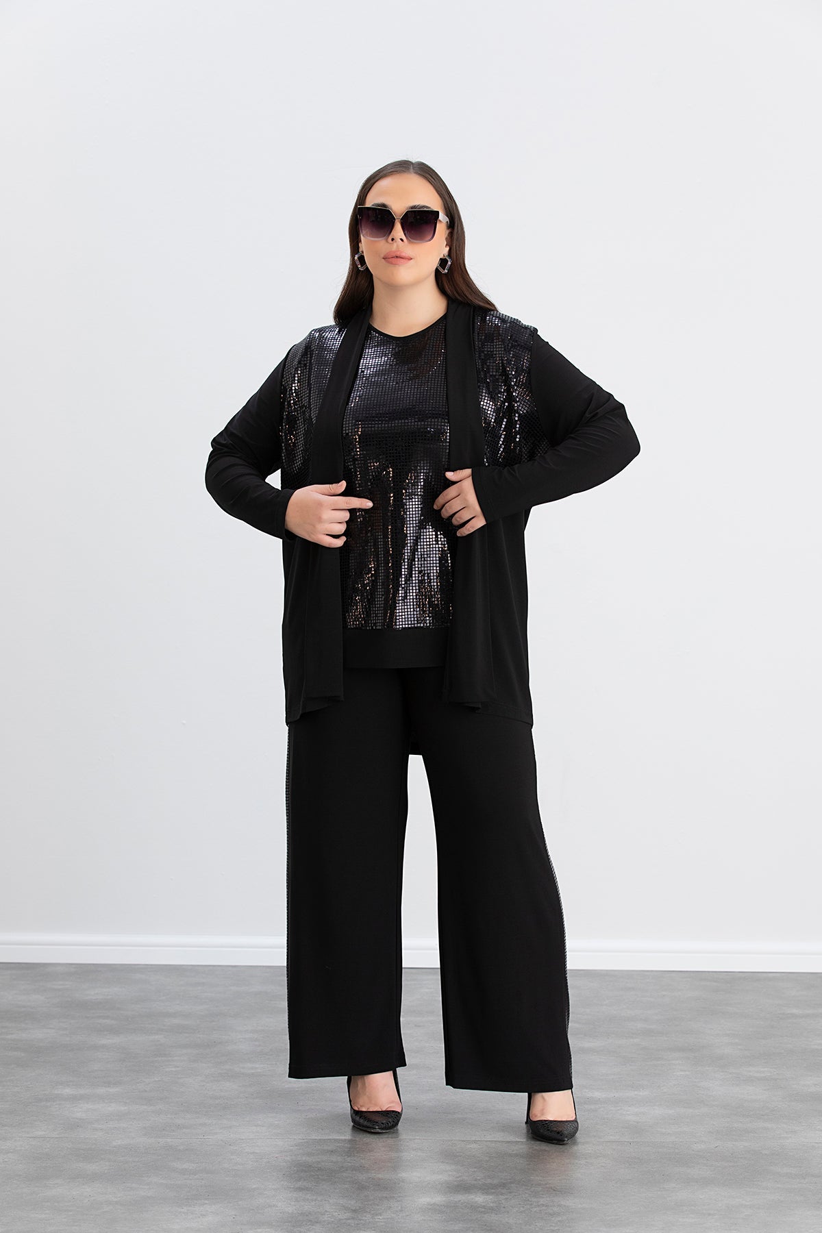 Set formal marime mare din 2 piese - bluza si pelerina