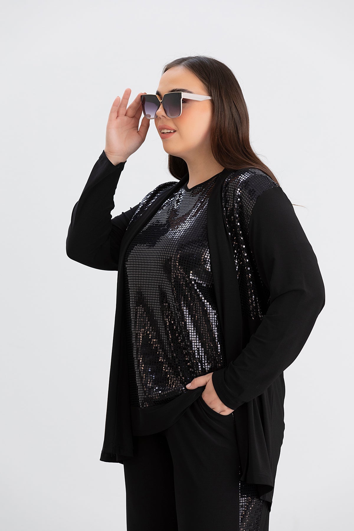 Set formal marime mare din 2 piese - bluza si pelerina