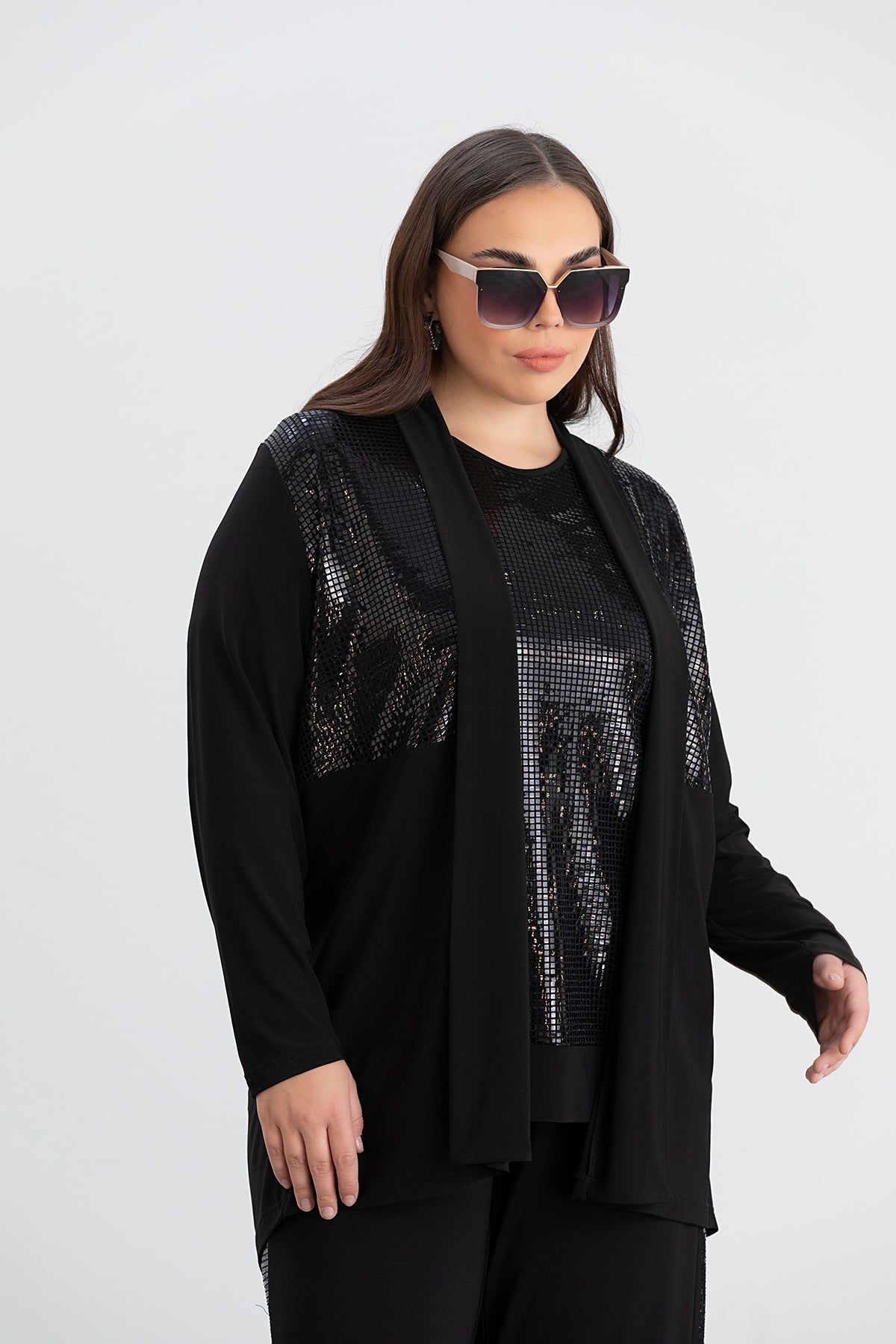 Set formal marime mare din 2 piese - bluza si pelerina