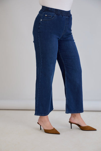 Blugi evazati marimi mari Basic - denim