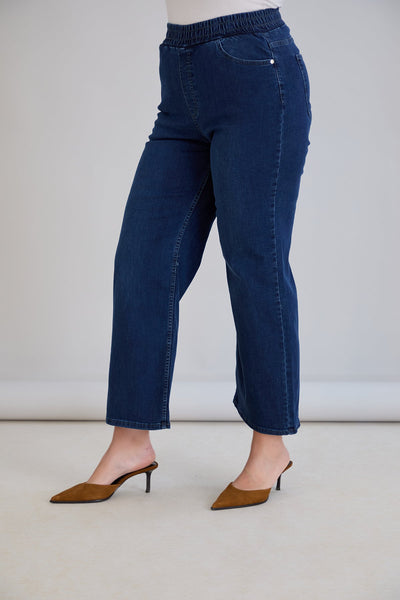 Blugi evazati marimi mari Basic - denim