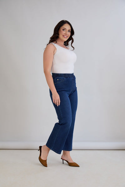 Blugi evazati marimi mari Basic - denim