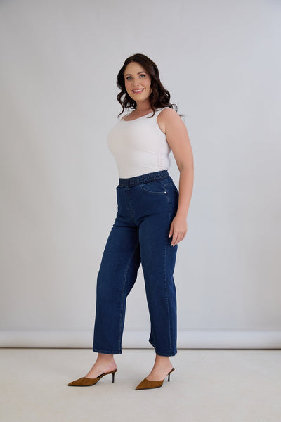 Blugi evazati marimi mari Basic - denim