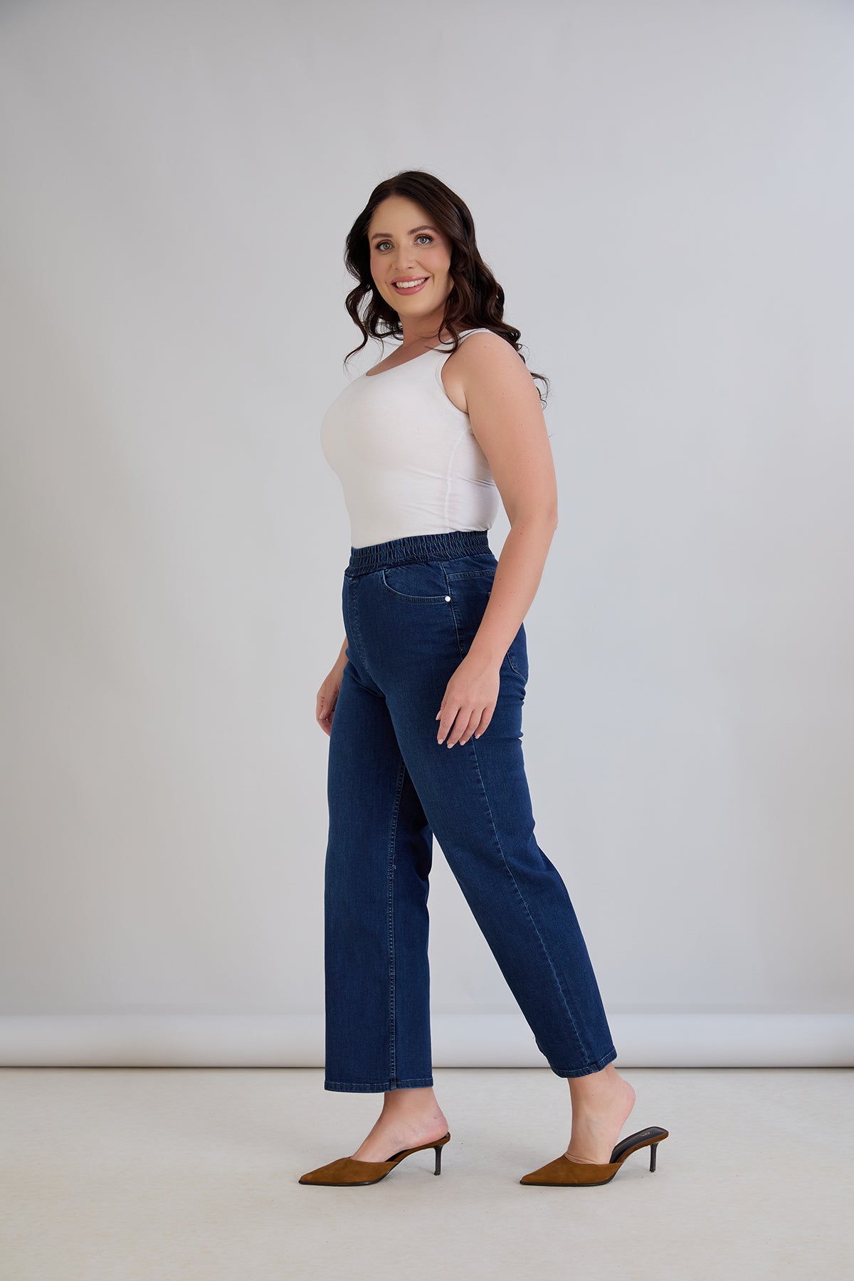 Blugi evazati marimi mari Basic - denim
