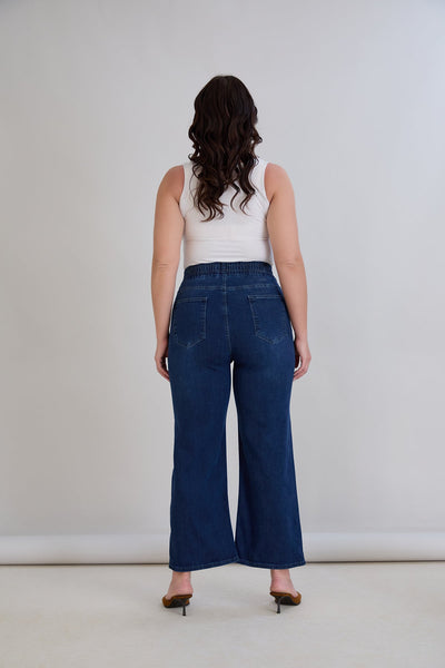 Blugi evazati marimi mari Basic - denim
