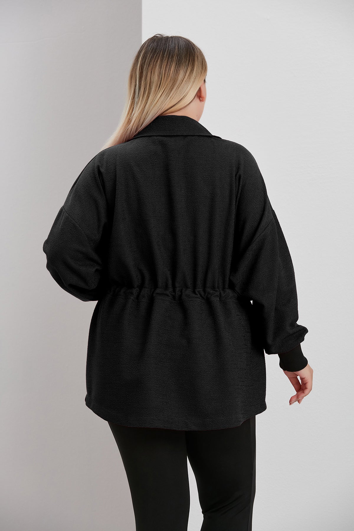 Jacheta marime mare buclé - negru