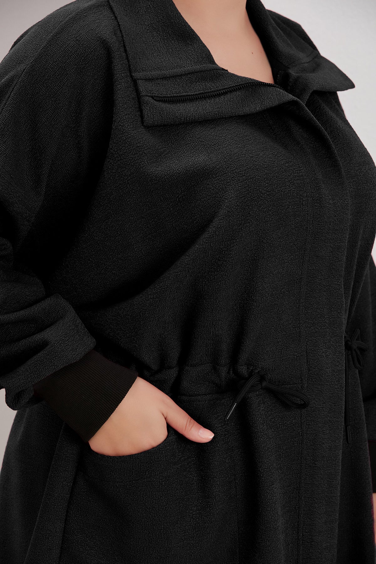 Jacheta marime mare buclé - negru