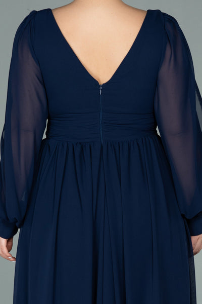 Rochie de ocazie marime mare lunga din sifon - albastru inchis N1988