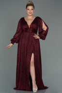Rochie de ocazie lungă și elastică strălucitoare - bordo