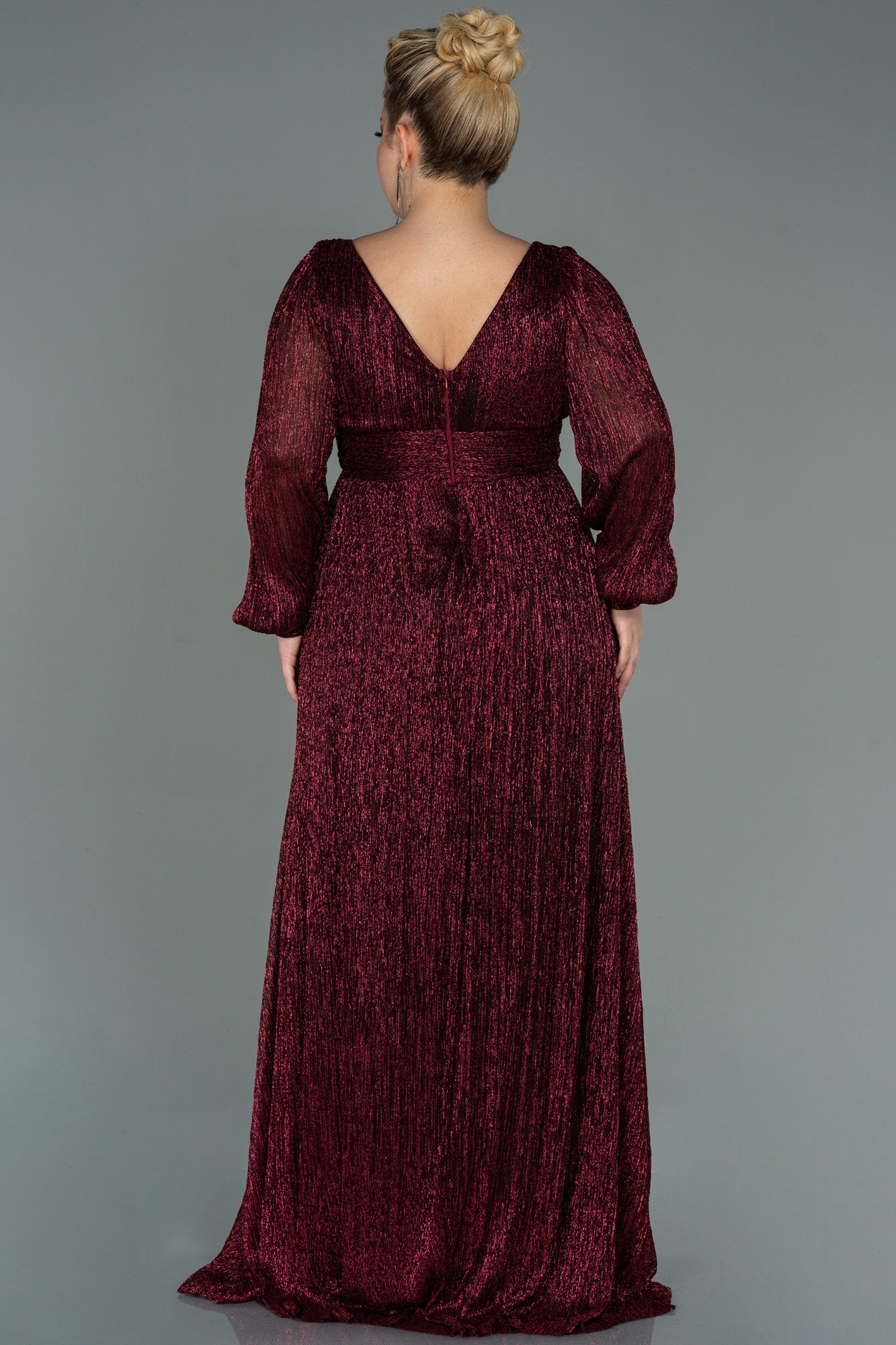 Rochie de ocazie lungă și elastică strălucitoare - bordo