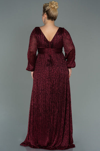 Rochie de ocazie lungă și elastică strălucitoare - bordo