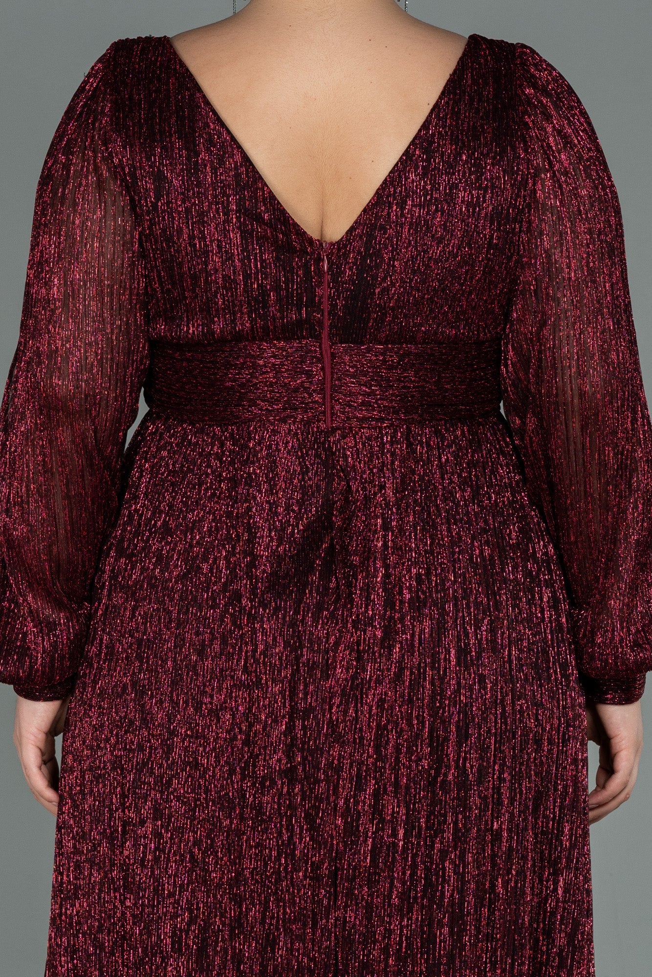 Rochie de ocazie lungă și elastică strălucitoare - bordo