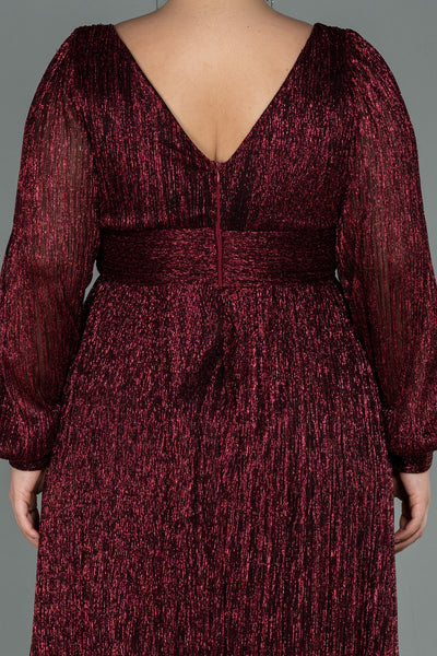 Rochie de ocazie lungă și elastică strălucitoare - bordo