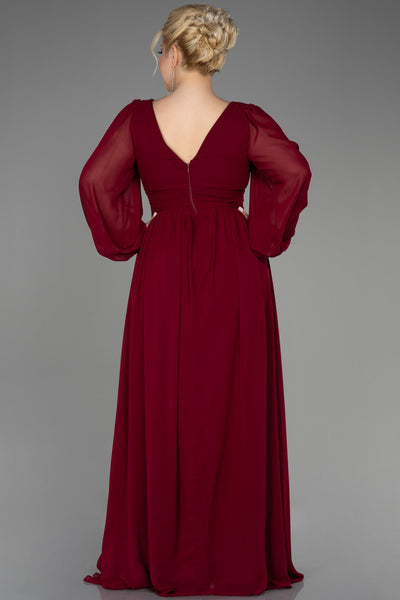 Rochie de ocazie marime mare lunga din sifon - bordo