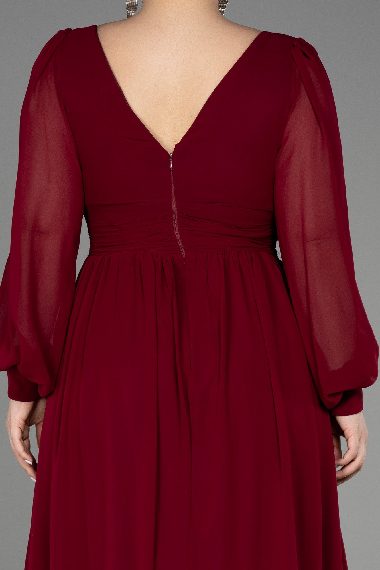 Rochie de ocazie marime mare lunga din sifon - bordo