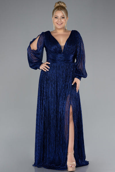 Rochie de ocazie lungă și elastică strălucitoare - albastru