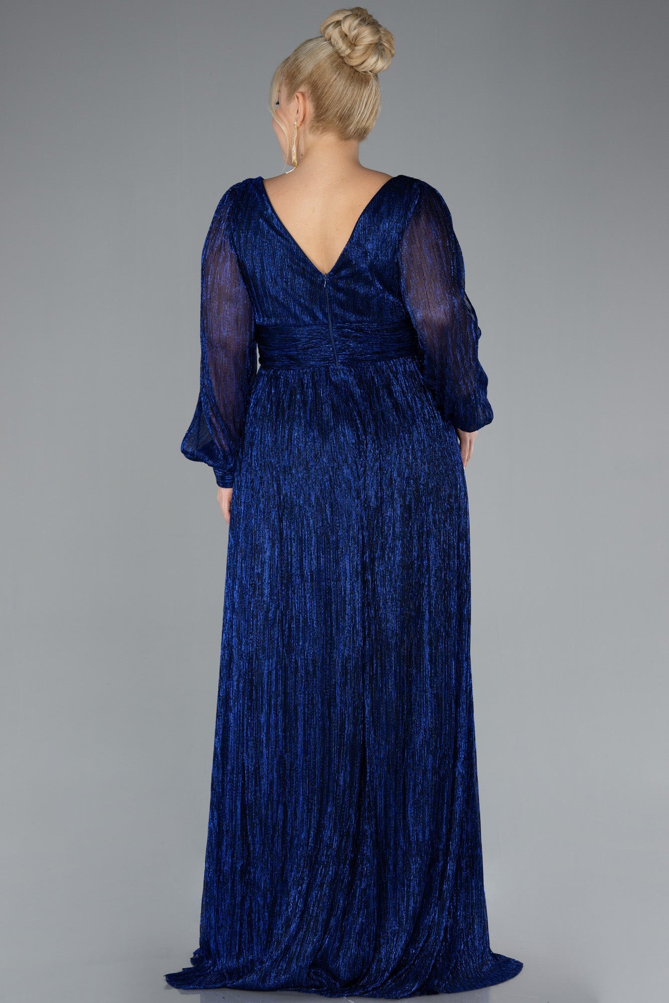 Rochie de ocazie lungă și elastică strălucitoare - albastru