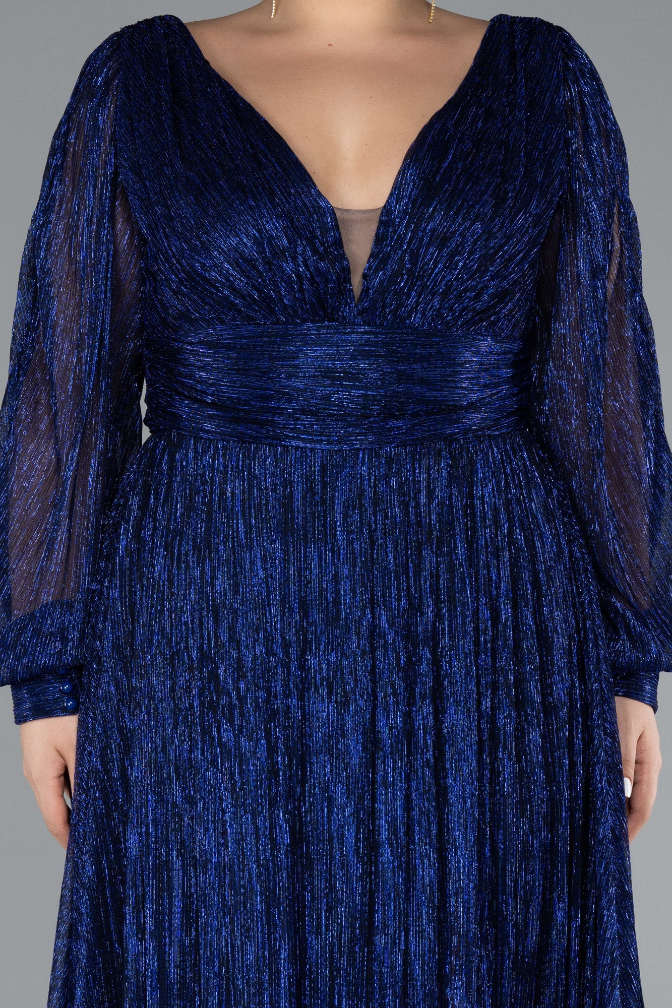 Rochie de ocazie lungă și elastică strălucitoare - albastru