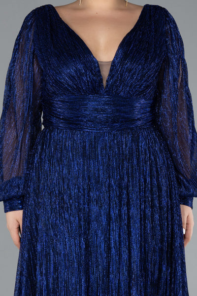 Rochie de ocazie lungă și elastică strălucitoare - albastru