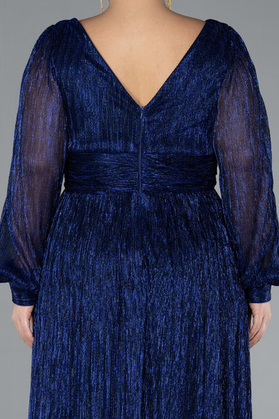 Rochie de ocazie lungă și elastică strălucitoare - albastru
