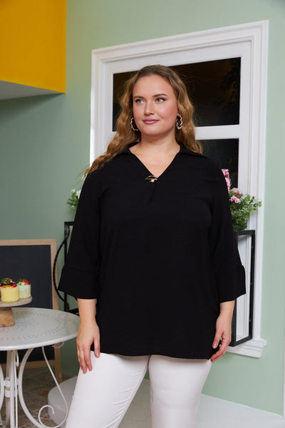 Bluza eleganta marime mare cu brosa