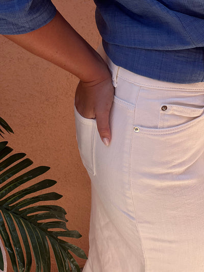 Fusta din denim marime mare - alb