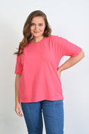 Tricou marime mare clasic din bumbac - coral